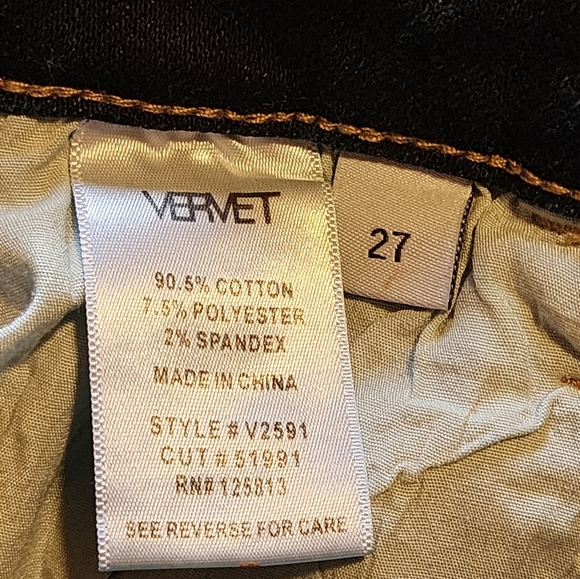 Vervet High Rise Skinny Jeans 27 Dark Wash Distressed Raw Hem Stretch Fit - Picture 7 of 7